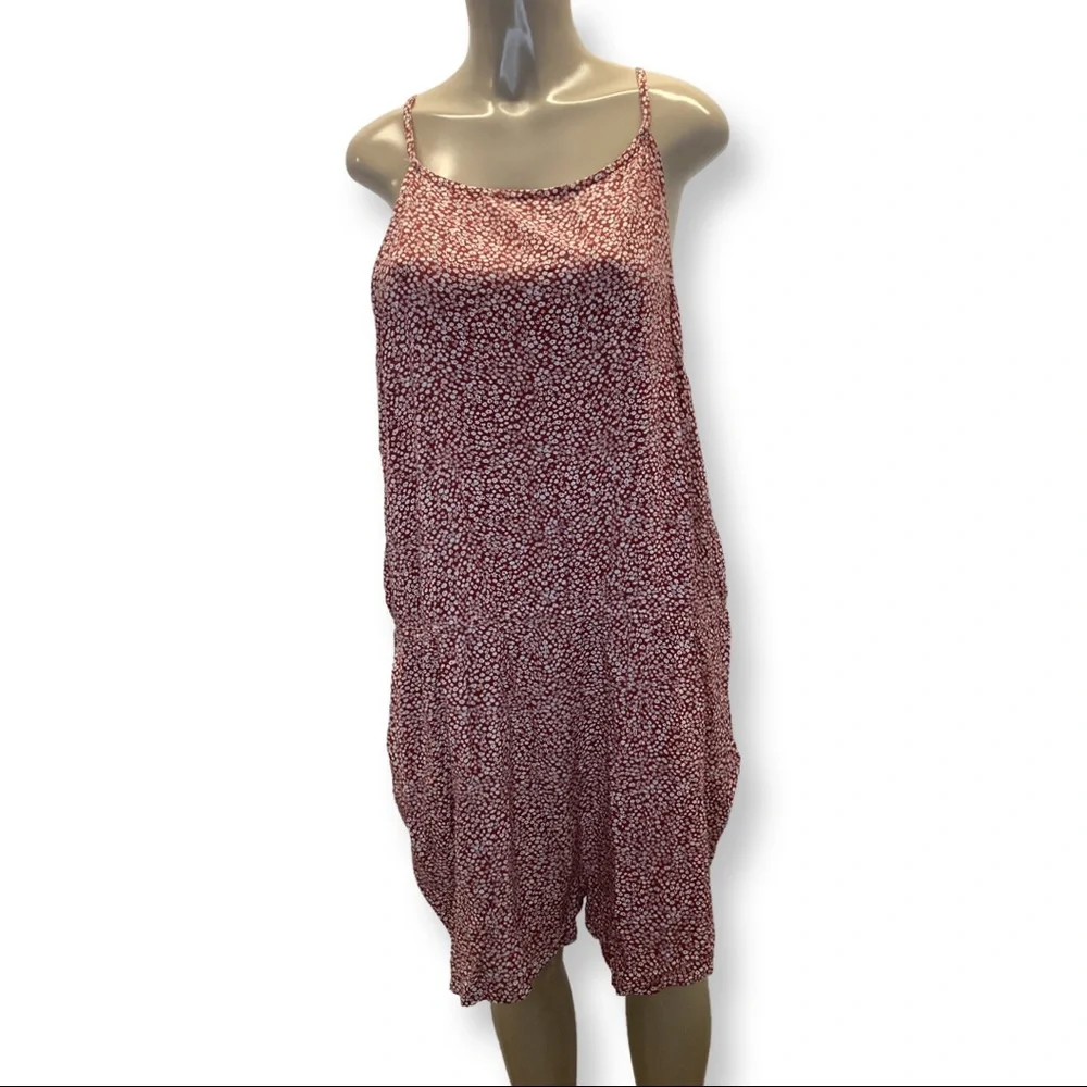 SO Burnt Orange Tiny Floral Shorts Romper NWOT